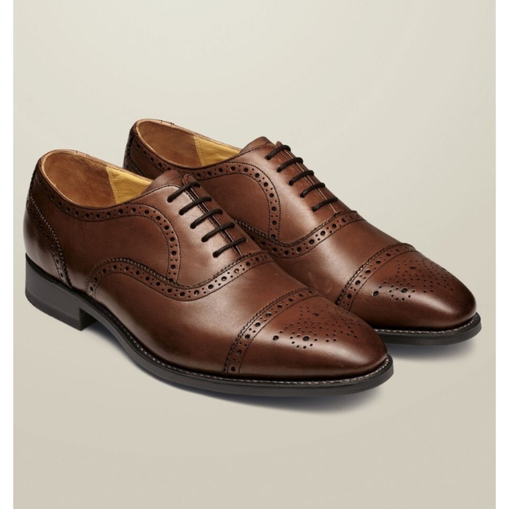 Charles Tyrwhitt Mens Leather Oxford Brogue Shoes Dark Tan US 12 SHC0248CBR11R